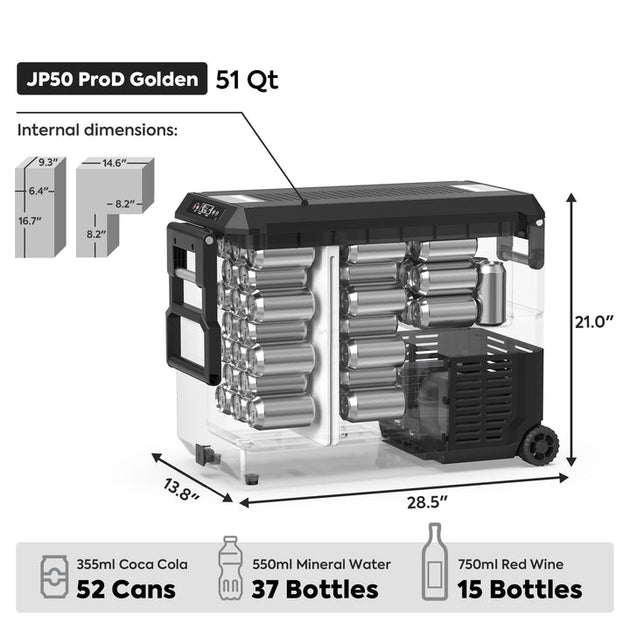 JP50 Pro Dual Zone Wheeled Car Fridge With Cover | ICECO | 50 LT - Premium JP Pro Series by Xtreme Canopies