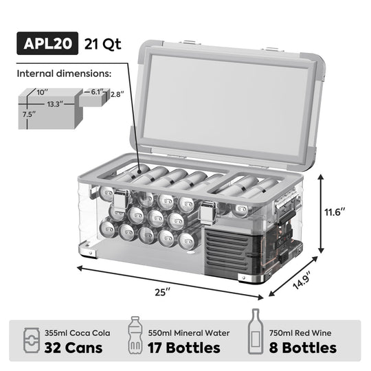 APL20 Light Duty Aluminum Freezer Single Zone | ICECO | 20 LT - Premium APL Series by Xtreme Canopies