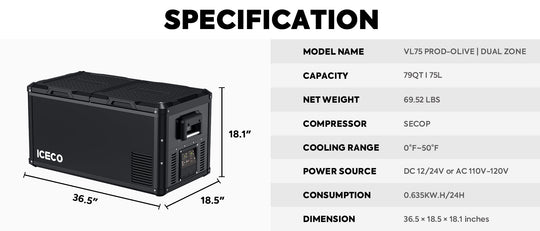 VL75ProD 12V Heavy Duty Fridge Freezer | ICECO | 75 LT - Premium VL Pro Series by Xtreme Canopies