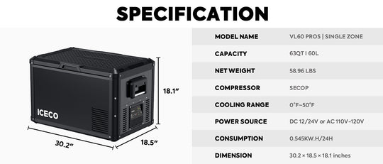 VL60ProS Single Zone Portable Fridge Electric Cooler | ICECO | 60 LT - Premium VL Pro Series by Xtreme Canopies