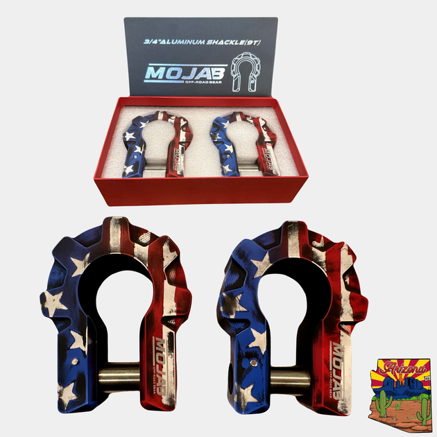 American Flag - 3/4'' Extreme duty Aluminum Shackle set (9T) - (LIFE TIME WARRANTY*) - Premium Truck Accessory by Xtreme Canopies