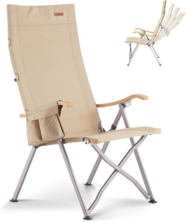 Ha1600 Adjustable Camping Chairs, High-Back Heavy Duty Folding Chair for Outside | ICECO - Premium Camping by Xtreme Canopies