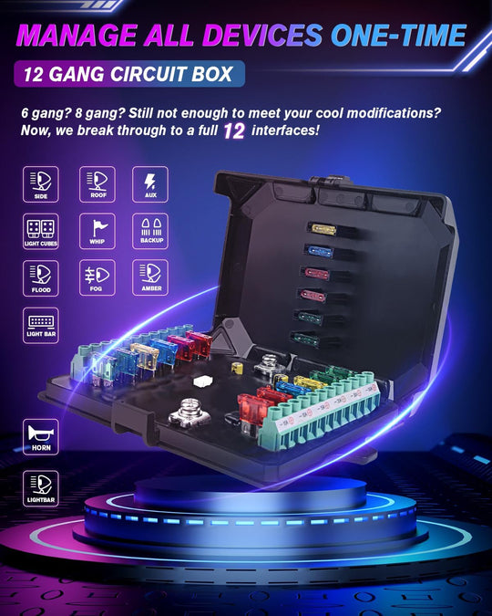 12-Gang Switch Panel With RGB And Remote Control Bluetooth App - Premium Truck Accessory by Xtreme Canopies