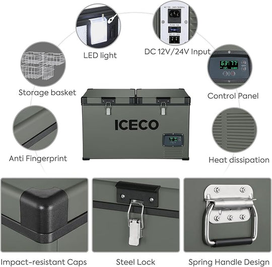 VL60 Dual Zone Metal Fridge Freezer with Cover | ICECO | 60LT - Premium VL Series by Xtreme Canopies