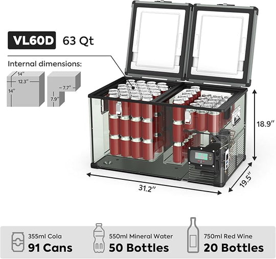 VL60 Dual Zone Metal Fridge Freezer with Cover | ICECO | 60LT - Premium VL Series by Xtreme Canopies