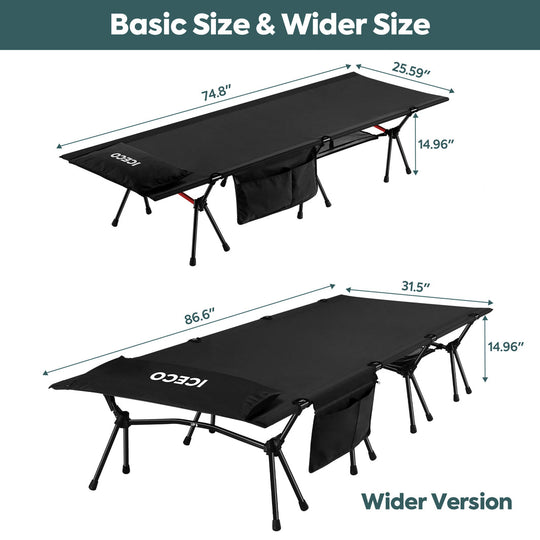 Camping Cot for Adults, Folding Cot, Portable Bed Sleeping Cot | ICECO - Premium Camping by Xtreme Canopies