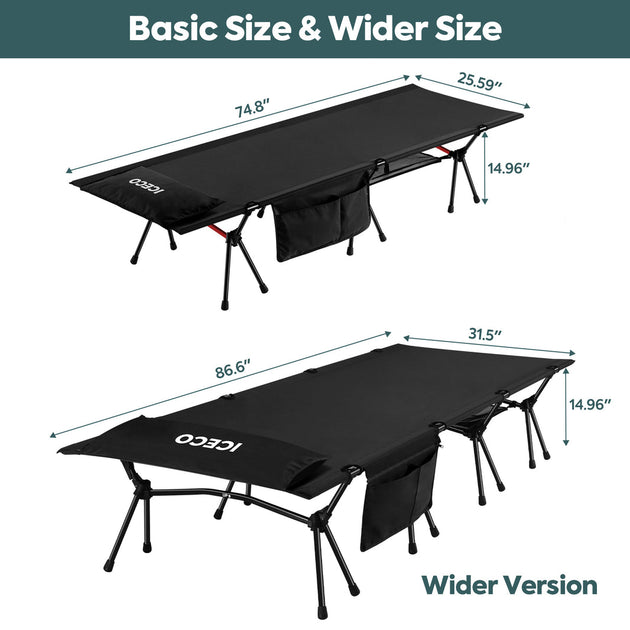 Camping Cot for Adults, Folding Cot, Portable Bed Sleeping Cot | ICECO - Premium Camping by Xtreme Canopies