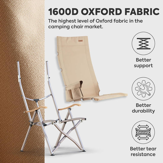Ha1600 Adjustable Camping Chairs, High-Back Heavy Duty Folding Chair for Outside | ICECO - Premium Camping by Xtreme Canopies