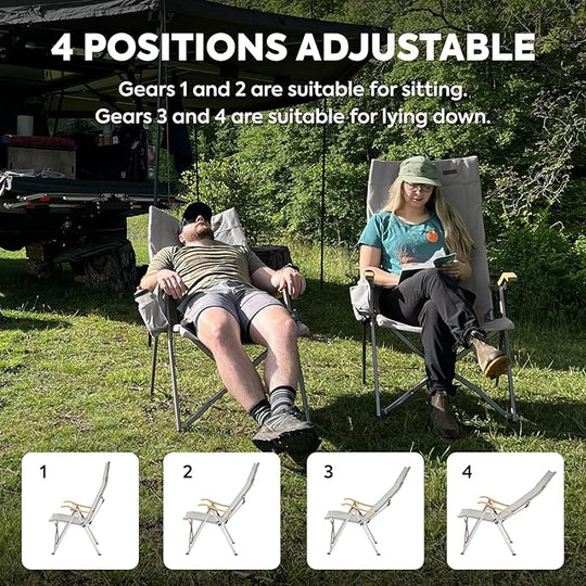 Ha1600 Adjustable Camping Chairs, High-Back Heavy Duty Folding Chair for Outside | ICECO - Premium Camping by Xtreme Canopies