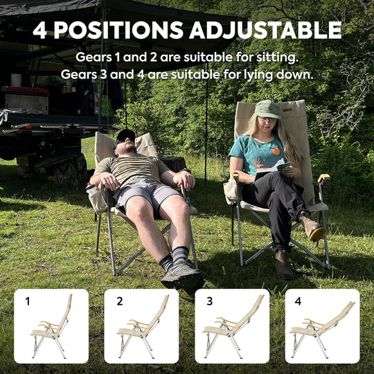 Ha1600 Adjustable Camping Chairs, High-Back Heavy Duty Folding Chair for Outside | ICECO - Premium Camping by Xtreme Canopies