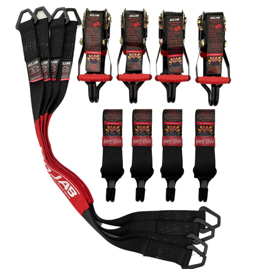 2" x 10' Ratchet Tie-Down (Closed hook) and 2'' x 39'' Axle Tie-Down Set (Pack of 4) (Lifetime Warranty) - Premium Truck Accessory by Xtreme Canopies