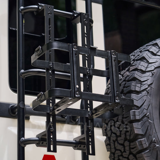 INEOS Grenadier: Ladder-Mounted Accessory Carrier – Modular Gear Mount, Gen 2 - Premium Truck Accessory by Xtreme Canopies