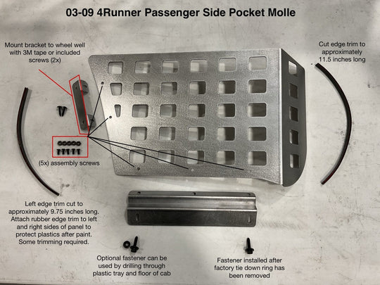 2003-2009 Toyota 4runner (4th Gen) Rear Storage Pocket Molle Panel - Premium Molle Panel by Xtreme Canopies