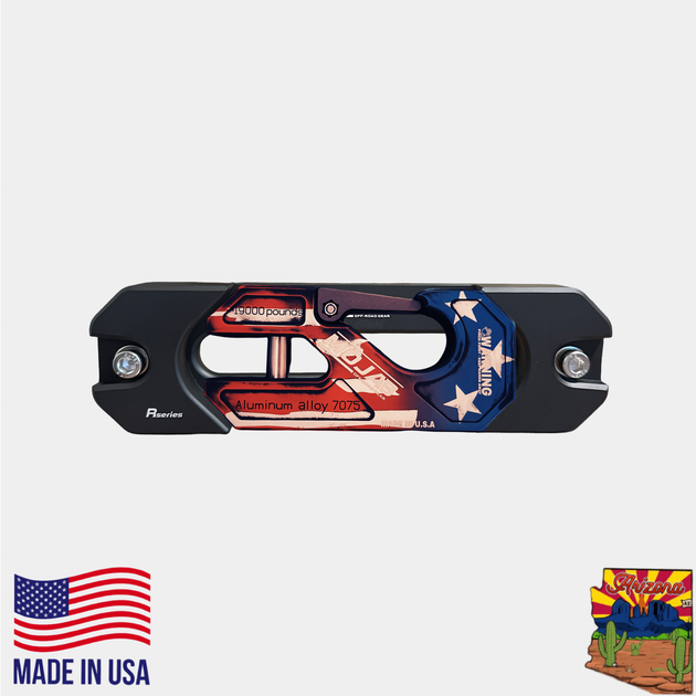 American Flag Aluminum Recessed Winch Shackle with Fairlead Kit, closed latch (LIFE TIME WARRANTY*) - Premium Truck Accessory by Xtreme Canopies