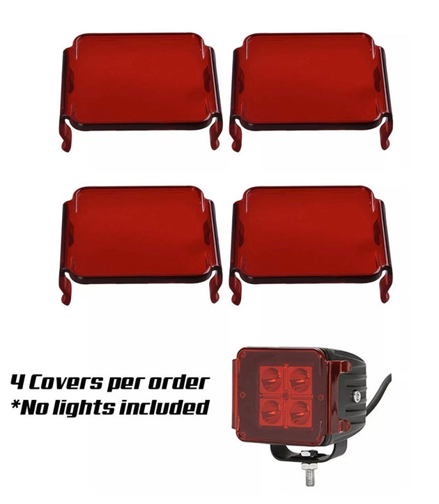 (4) Pieces Red LED Pod Cover - Premium Truck Accessory by Xtreme Canopies