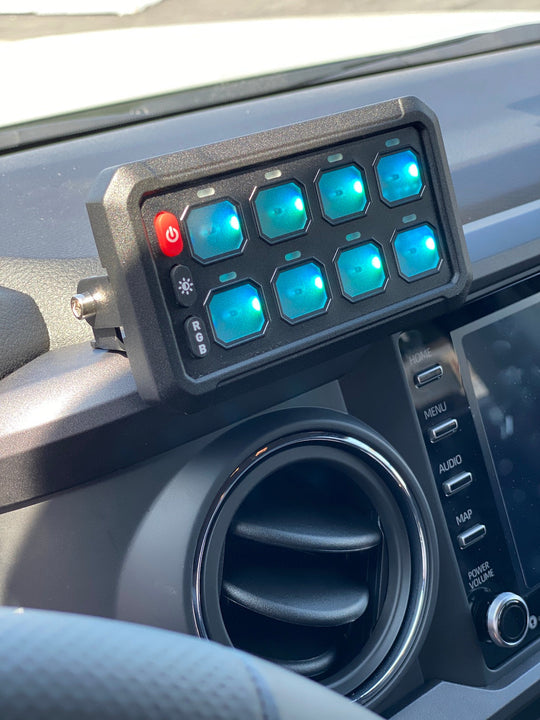 8-Gang Switch Panel With RGB And Remote Control Bluetooth App - Premium Truck Accessory by Xtreme Canopies