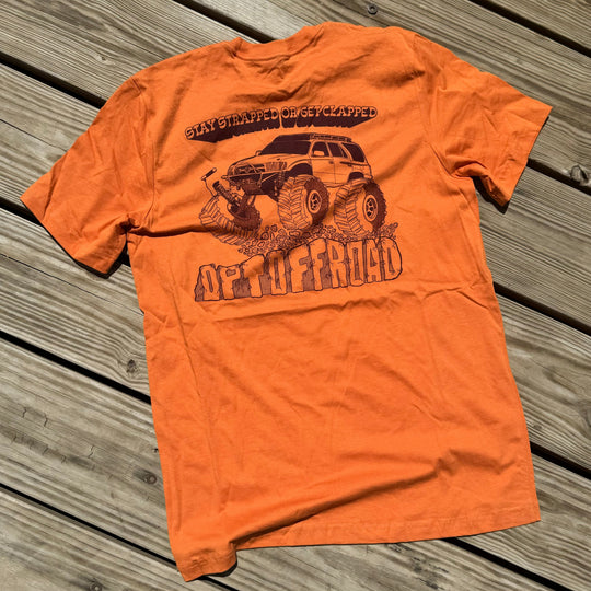 Stay Strapped T-Shirt (Tan or Orange) - Premium Truck Accessory by Xtreme Canopies