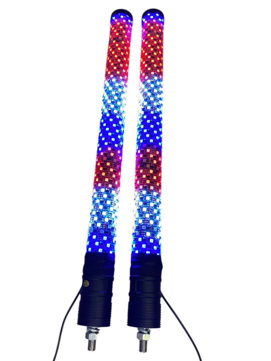 2' Full Color RGB Fat Whip Pair With Bluetooth/Remote - Premium Truck Accessory by Xtreme Canopies