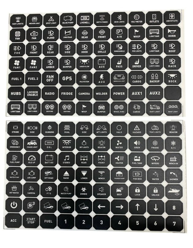 Replacement Sticker Sheets For GG Lighting 8 or 12 Gang Switch Panel - Premium Truck Accessory by Xtreme Canopies