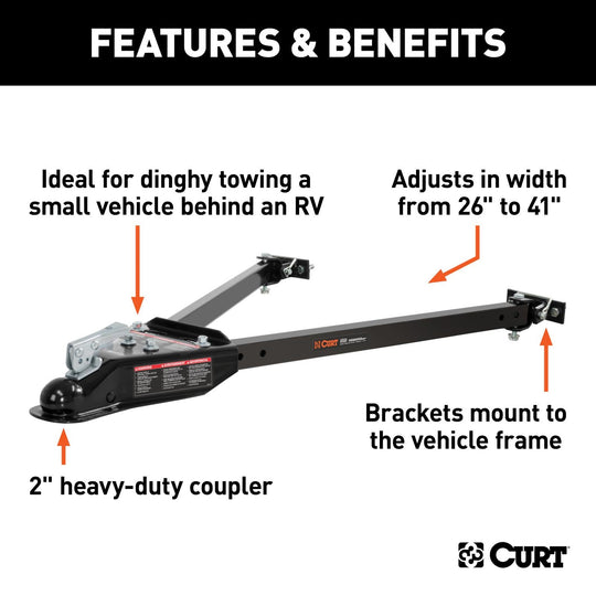 RJ-19745 - Curt Universal Tow Bar (adjustable width arms, 5,000 lbs.) - Premium Truck Accessory by Xtreme Canopies