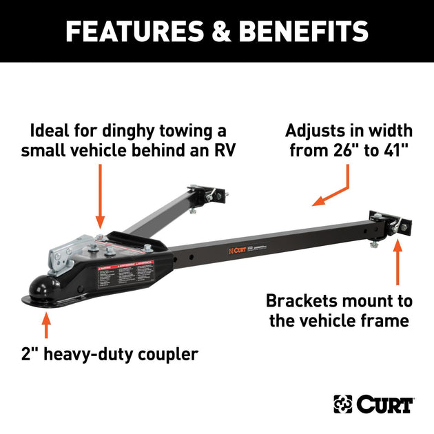 RJ-19745 - Curt Universal Tow Bar (adjustable width arms, 5,000 lbs.) - Premium Truck Accessory by Xtreme Canopies