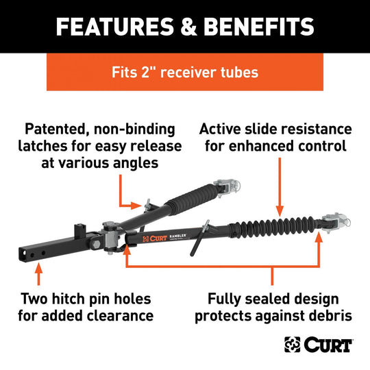 RJ-70001 - Curt Rambler RV Tow Bar (7,500 lbs.) - Premium Truck Accessory by Xtreme Canopies