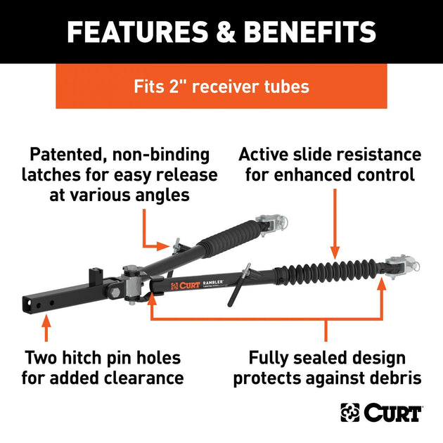 RJ-70001 - Curt Rambler RV Tow Bar (7,500 lbs.) - Premium Truck Accessory by Xtreme Canopies