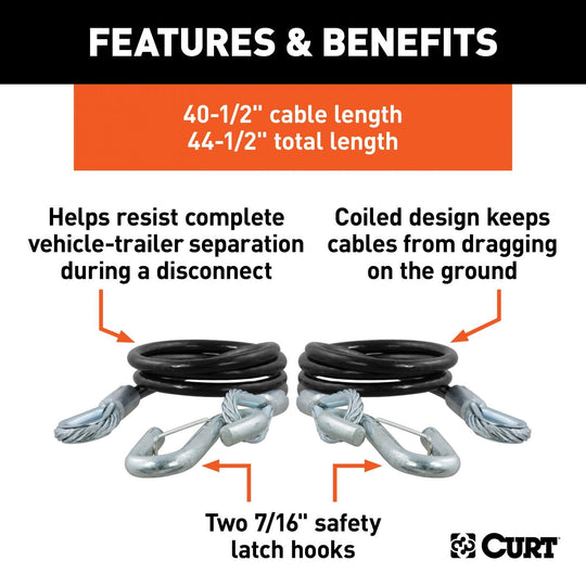 RJ-80151 - Curt Tow Bar Safety Cable Kit - Premium Truck Accessory by Xtreme Canopies
