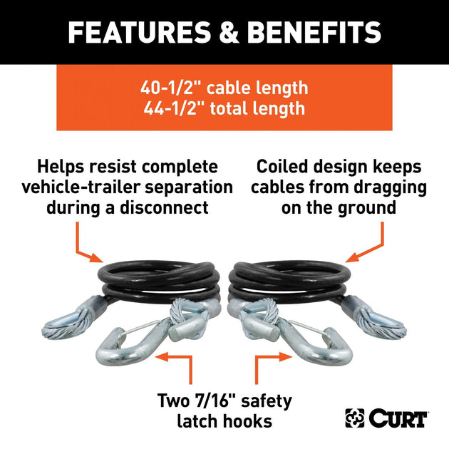 RJ-80151 - Curt Tow Bar Safety Cable Kit - Premium Truck Accessory by Xtreme Canopies