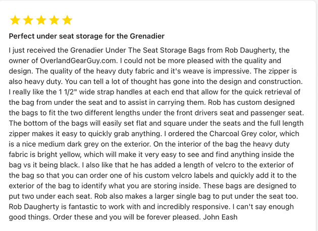 INEOS Grenadier Under Seat Storage Bags (Pair) - Premium Pouches by Xtreme Canopies