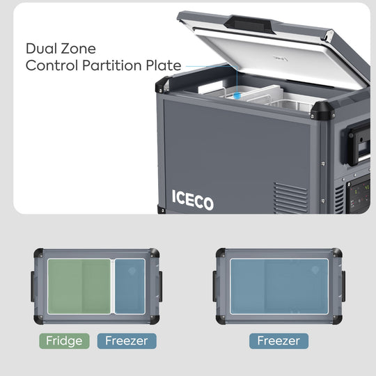 VL45ProD Dual Zone Portable Freezer - Gray | ICECO - Premium VL Pro Series by Xtreme Canopies