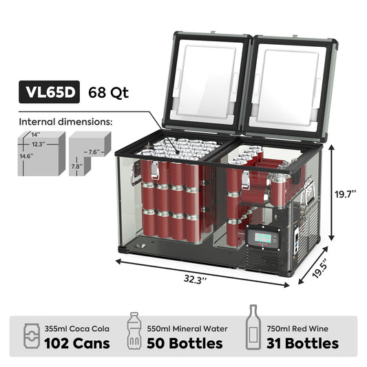 VL65 Dual Zone Metal Fridge Freezer with Cover | ICECO | 65LT - Premium VL Series by Xtreme Canopies