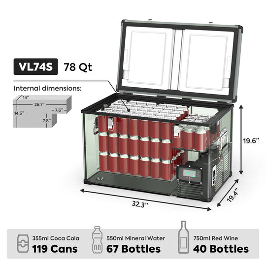 VL74 Single Zone Portable Freezer 12v | ICECO | 74 LT - Premium VL Series by Xtreme Canopies