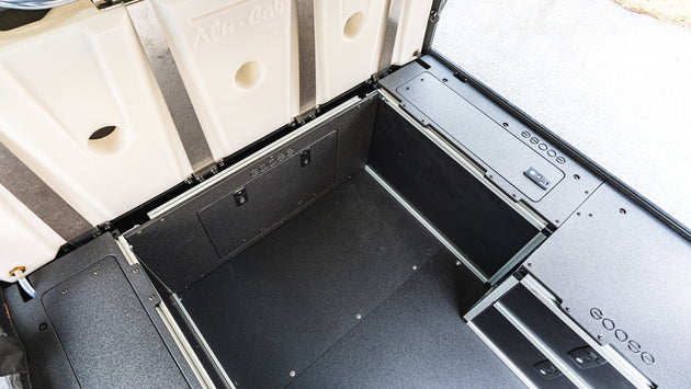 Alu-Cab Alu-Cabin Canopy Camper - Chevrolet Silverado 1500 / GMC Sierra 1500 2019-Present 4th Gen. - Front Utility Module - 5'8" Bed - Premium Camper by Xtreme Canopies