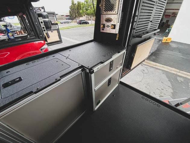 Alu-Cab Alu-Cabin Canopy Camper - Chevrolet Silverado 1500 / GMC Sierra 1500 2019-Present 4th Gen. - Rear Double Drawer Module - Premium Camper by Xtreme Canopies
