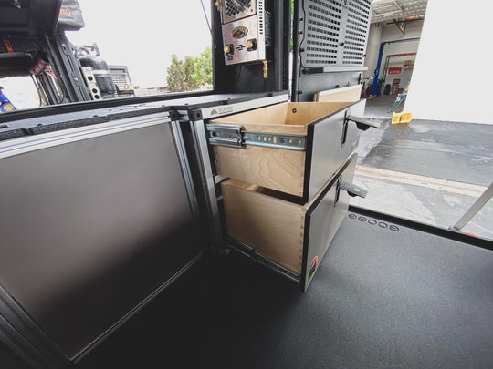 Alu-Cab AluCabin Canopy Camper - Toyota Tundra 2022-Present 3rd Gen. - Rear Double Drawer Module - Premium Camper by Xtreme Canopies