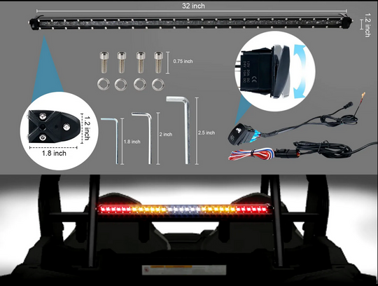 Chase LED Light Bar With Built In Strobe 32" - Premium Truck Accessory by Xtreme Canopies