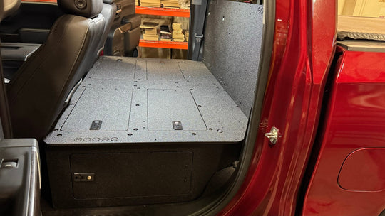 CHEVY - SILVERADO - 4TH GEN - GMC - SIERRA - 2019-PRESENT - 5TH GEN - EXPLORE SERIES - CREW CAB - SEAT DELETE PLATE SYSTEM - SECOND ROW - 100% - Premium Seat Delete Plate System by Xtreme Canopies