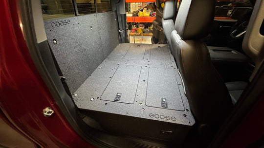 CHEVY - SILVERADO - 4TH GEN - GMC - SIERRA - 2019-PRESENT - 5TH GEN - EXPLORE SERIES - CREW CAB - SEAT DELETE PLATE SYSTEM - SECOND ROW - 100% - Premium Seat Delete Plate System by Xtreme Canopies