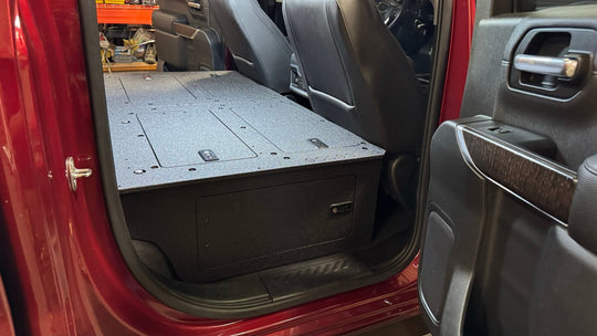 CHEVY - SILVERADO - 4TH GEN - GMC - SIERRA - 2019-PRESENT - 5TH GEN - EXPLORE SERIES - CREW CAB - SEAT DELETE PLATE SYSTEM - SECOND ROW - 100% - Premium Seat Delete Plate System by Xtreme Canopies