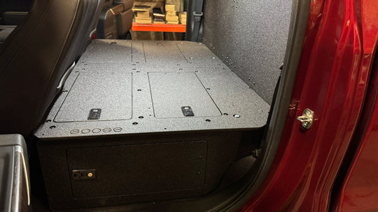 CHEVY - SILVERADO - 4TH GEN - GMC - SIERRA - 2019-PRESENT - 5TH GEN - EXPLORE SERIES - CREW CAB - SEAT DELETE PLATE SYSTEM - SECOND ROW - 100% - Premium Seat Delete Plate System by Xtreme Canopies