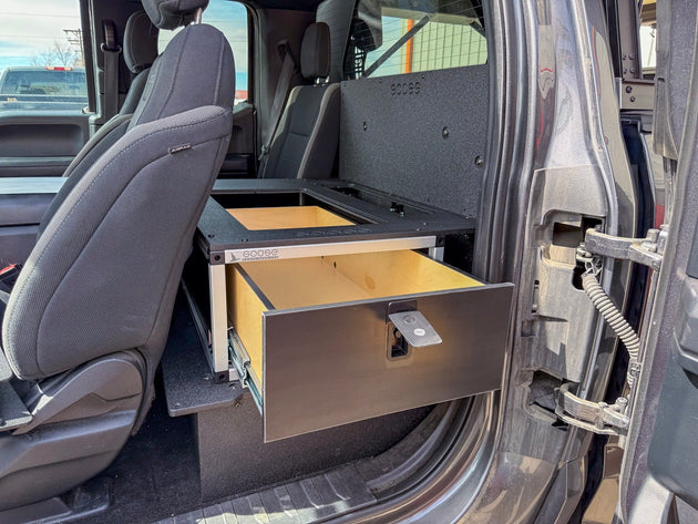 Ford - F150 - 2015-Present - 13th-14th Gen - Super Cab - without the center mounted B&O Subwoofer - Explore Series - Single Drawer Module - With Fitted Top Plate - Premium Drawers by Xtreme Canopies