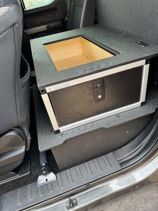 Ford - F250-F550 - 2017-Present - 4th-5th Gen - Super Cab - without the center mounted B&O Subwoofer - Explore Series - Single Drawer Module - With Fitted Top Plate - Premium Drawers by Xtreme Canopies