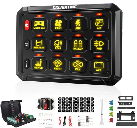 12-Gang Switch Panel With RGB And Remote Control Bluetooth App - Premium Truck Accessory by Xtreme Canopies