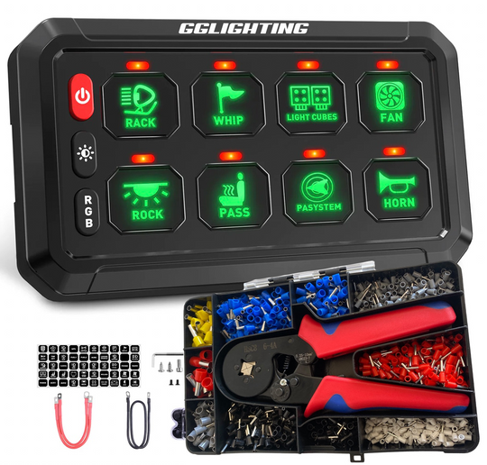 8-Gang Switch Panel With RGB And Remote Control Bluetooth App - Premium Truck Accessory by Xtreme Canopies
