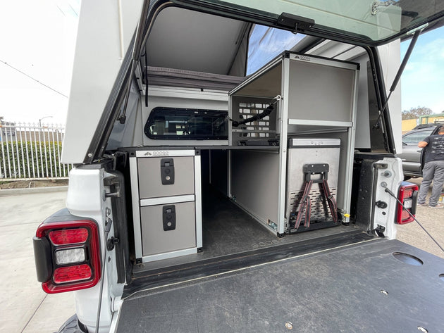 Goose Gear Camper System - Midsize Truck 5Ft. and 6 Ft. Bed - Driver Side Rear Double Drawer Module - Premium Camper by Xtreme Canopies