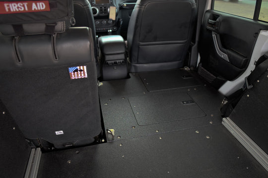 Legacy Product - Jeep Wrangler 2007-2018 JKU 4 Door - Second Row Seat Delete Plate System - Premium Seat Delete Plate System by Xtreme Canopies