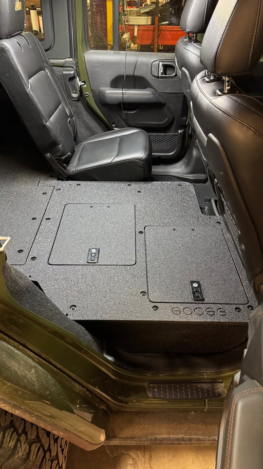 Jeep Wrangler 2018-2023 JLU 4 Door - Second Row Seat Delete Plate System - V2 - Premium Goose Gear Plate by Xtreme Canopies