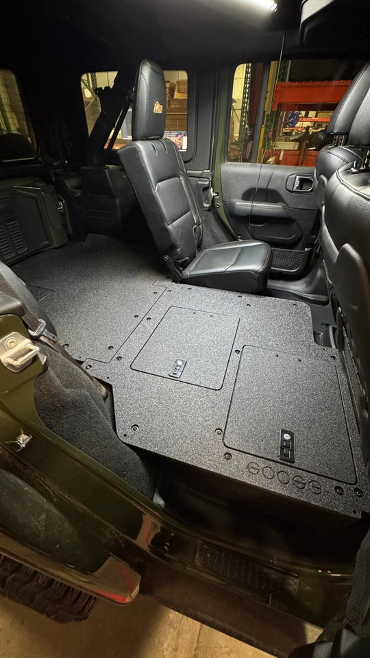 Jeep Wrangler 2018-2023 JLU 4 Door - Second Row Seat Delete Plate System - V2 - Premium Goose Gear Plate by Xtreme Canopies
