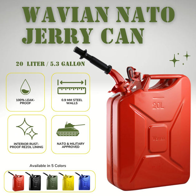 Wavian Fuel Can — the original NATO Steel Jerry Can (20L 5.3 Gal) - Premium Jerry Can by Xtreme Canopies